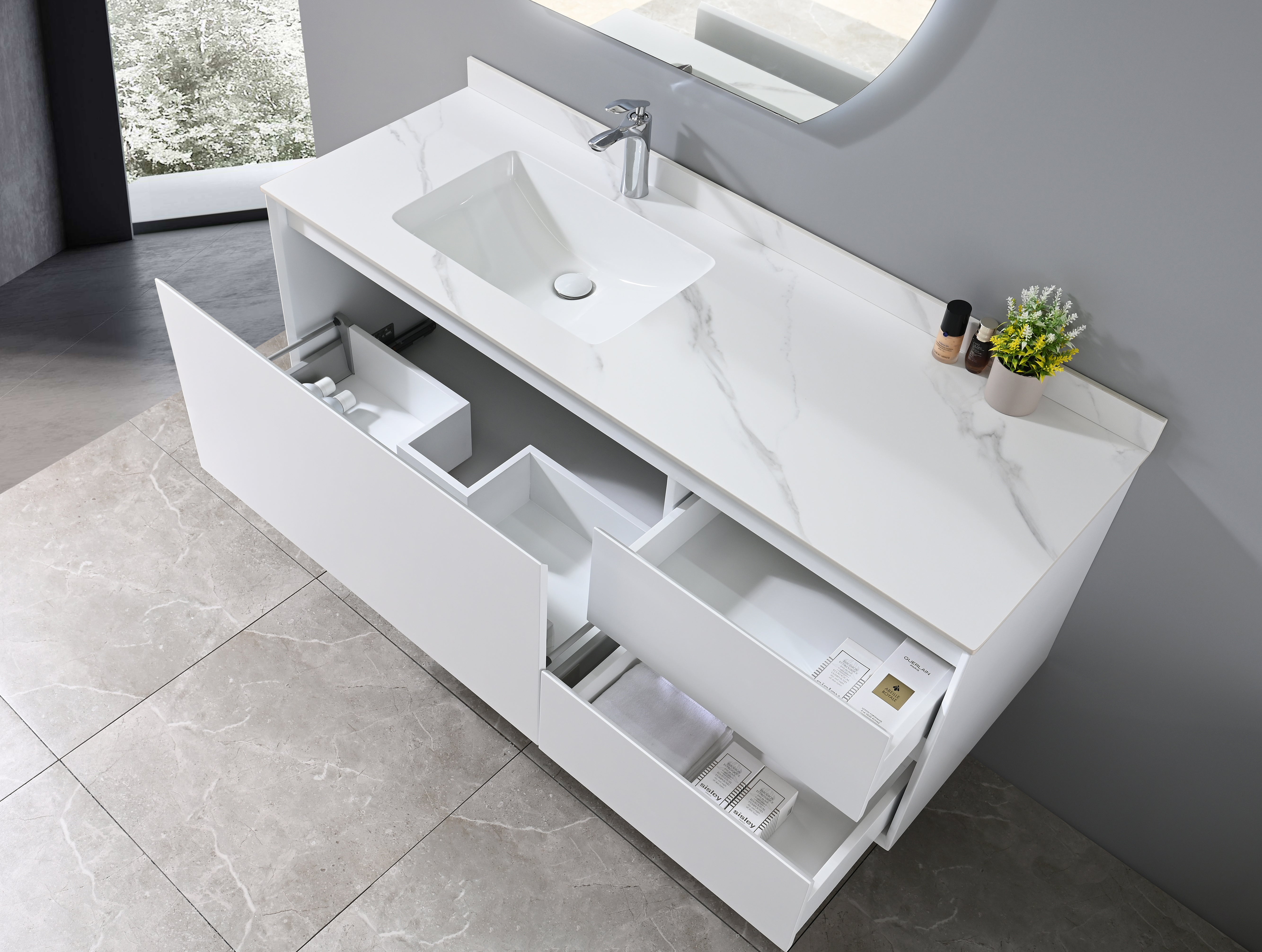 Aura 55'' White Vanity-Sink